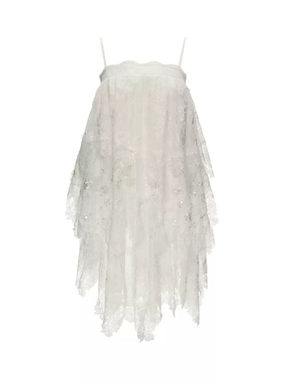 Ethereal White Lace Tiered Mini Dress WE996