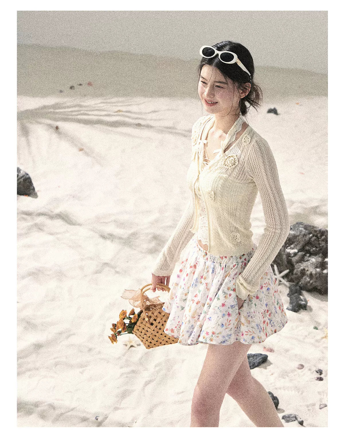 "Moss Whisper" Knit Sun Protection Cardigan & Cami Top