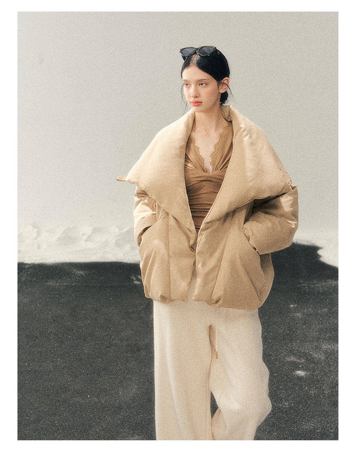 040126 "The Fluffiness of Snow" Down Jacket - Milk Tea Beige