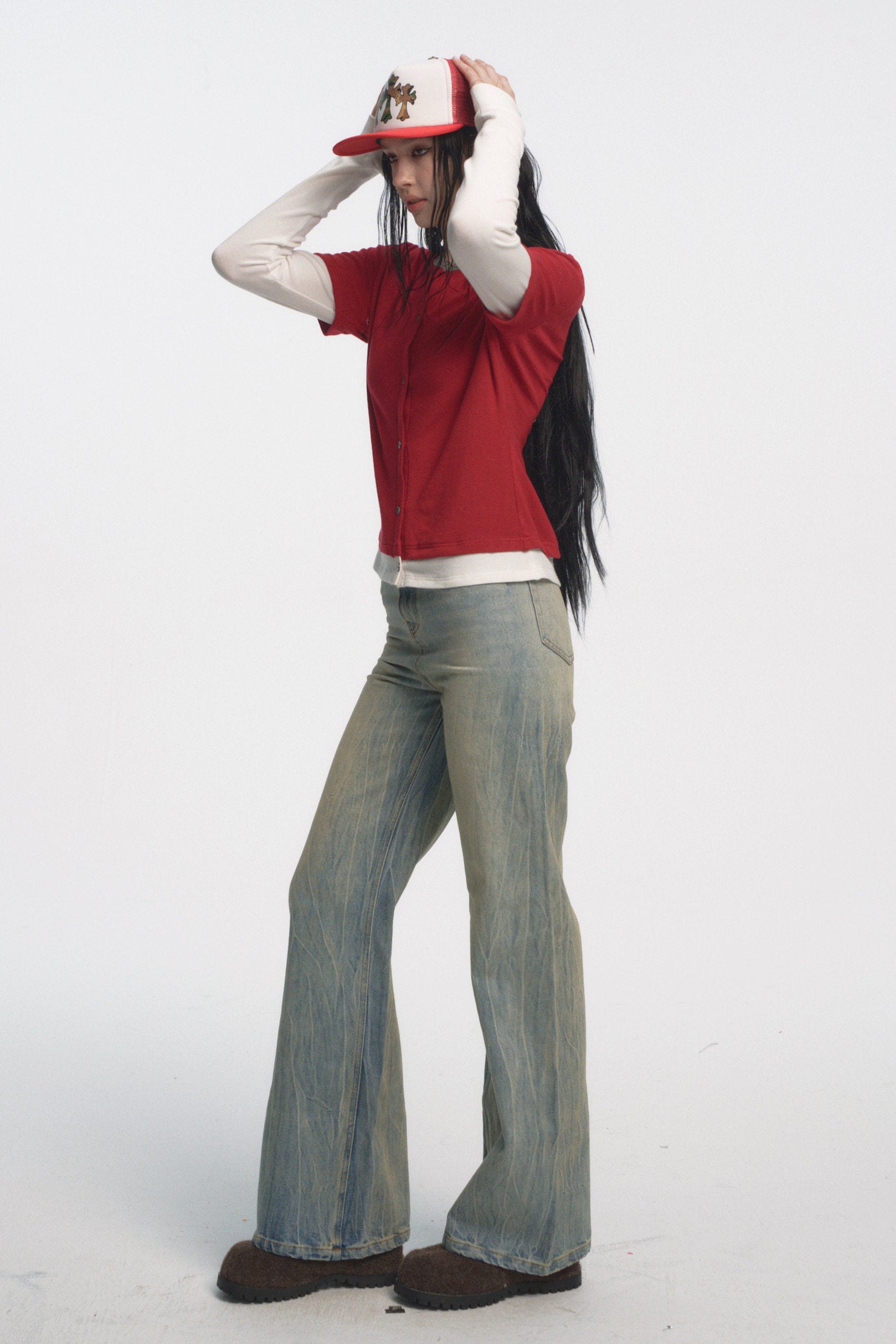 Muirgen - Christmas Contrast Faux Layer Stretch Top