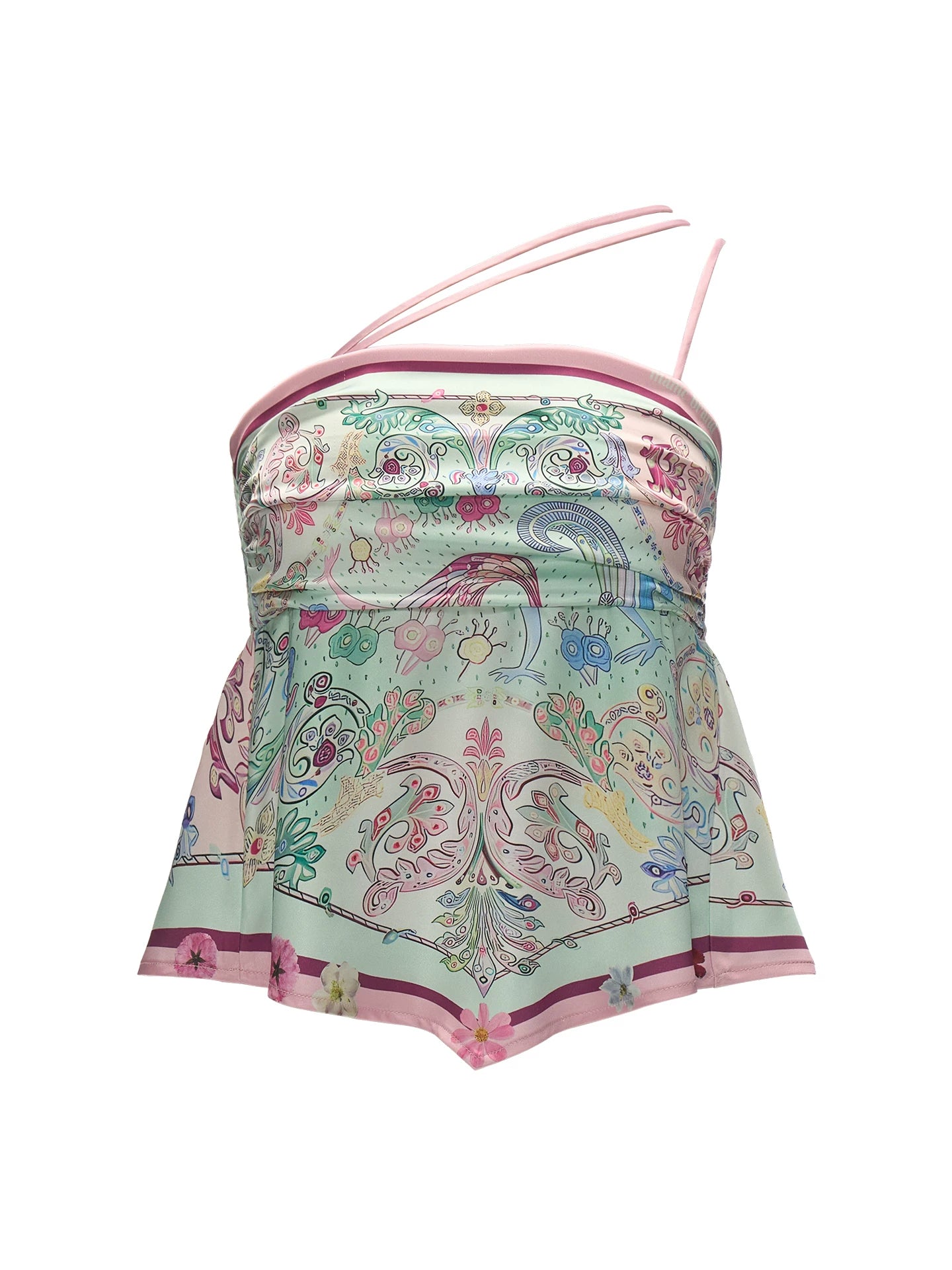 Blush Phoenix Paisley Scarf-Hem Cami Top
