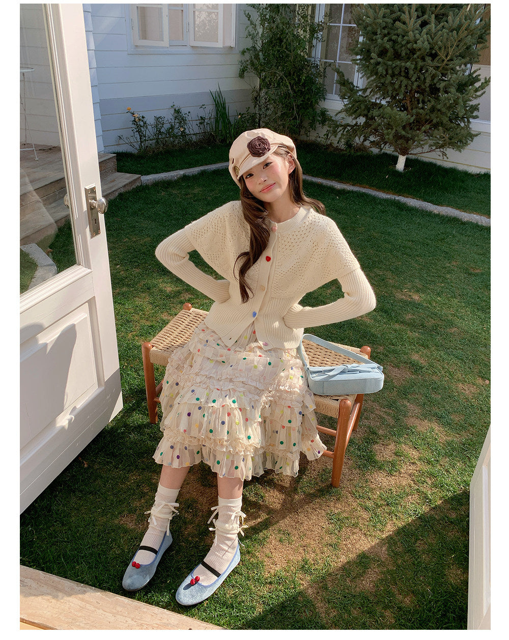 “Marshmallow Cloud Reverie” Cream Cape Knit Cardigan
