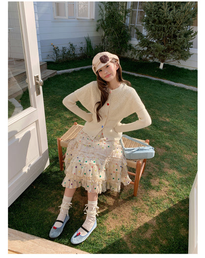 “Marshmallow Cloud Reverie” Cream Cape Knit Cardigan