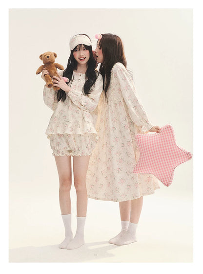 "Floral Journal" Cream Floral Pajama Collection (Free Eye Mask)