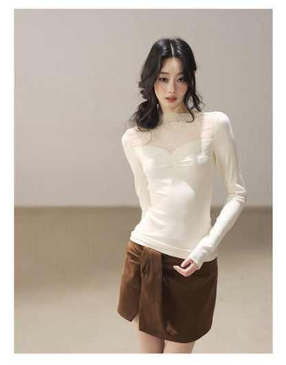 170726 "A Whisper Against the Skin" Cream Beige Lace Top