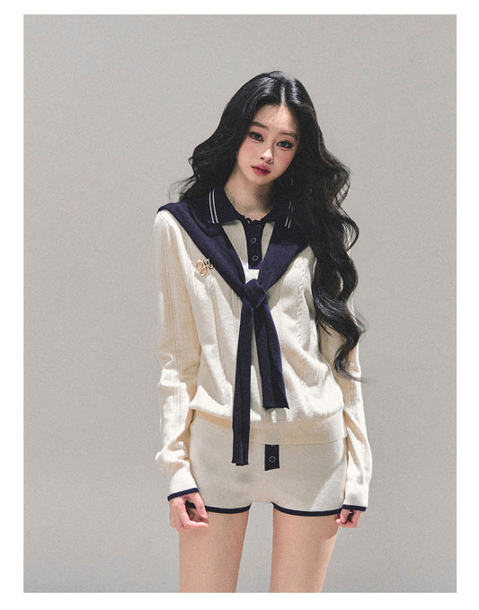 少也眼 “Monologue in the Morning Mist” Gentle Knit Two-Piece Set 64151
