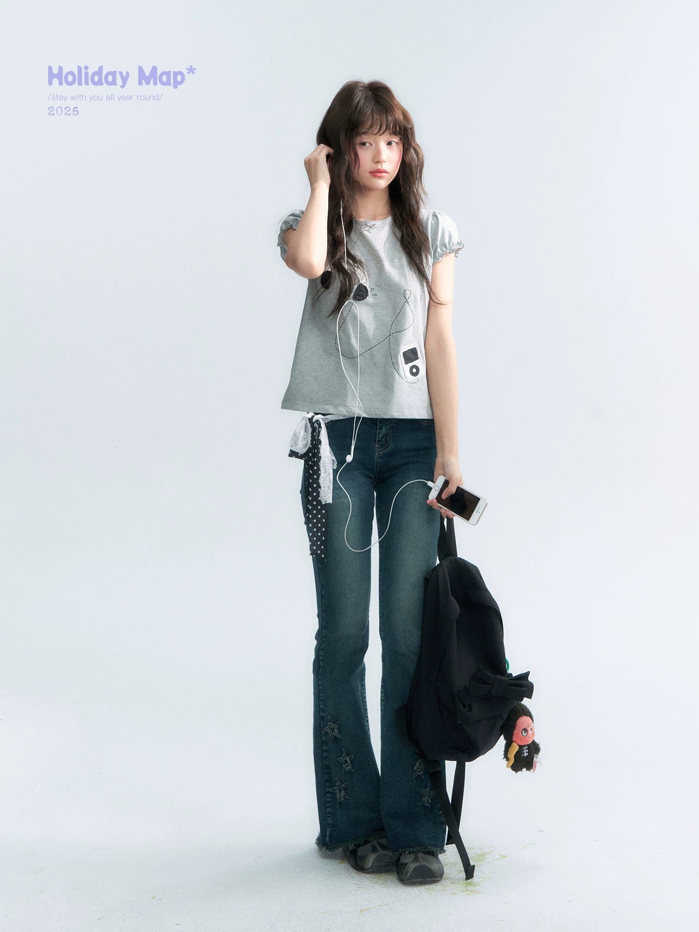 "Vintage Stardust" Star Embroidered Flared Jeans