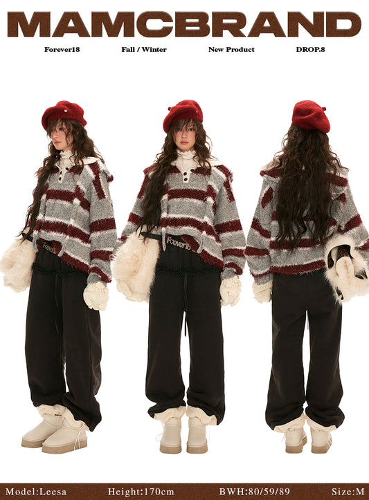 MAMC - Retro Striped Polo Sweater