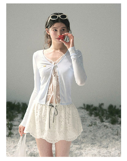 “Dreams Between Seams” Baby Blue Layered Lace Top