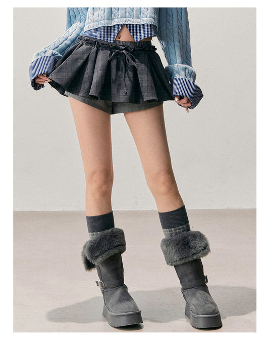 少也眼 “Annie's Waltz” Vintage Preppy A-Line Mini Skirt - Gray 1645635