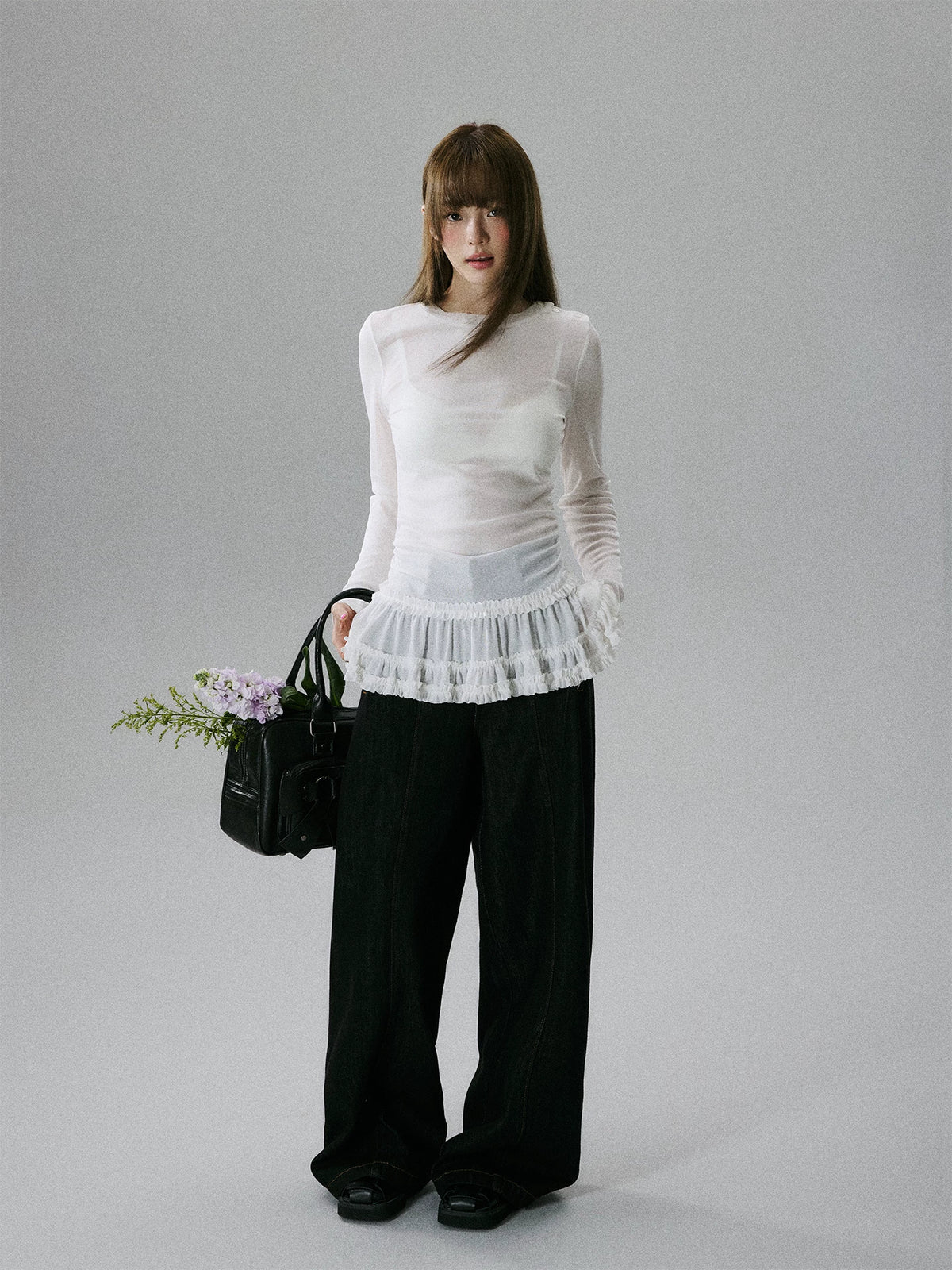 LOST FOREST - White Sheer Lyocell Layering Top