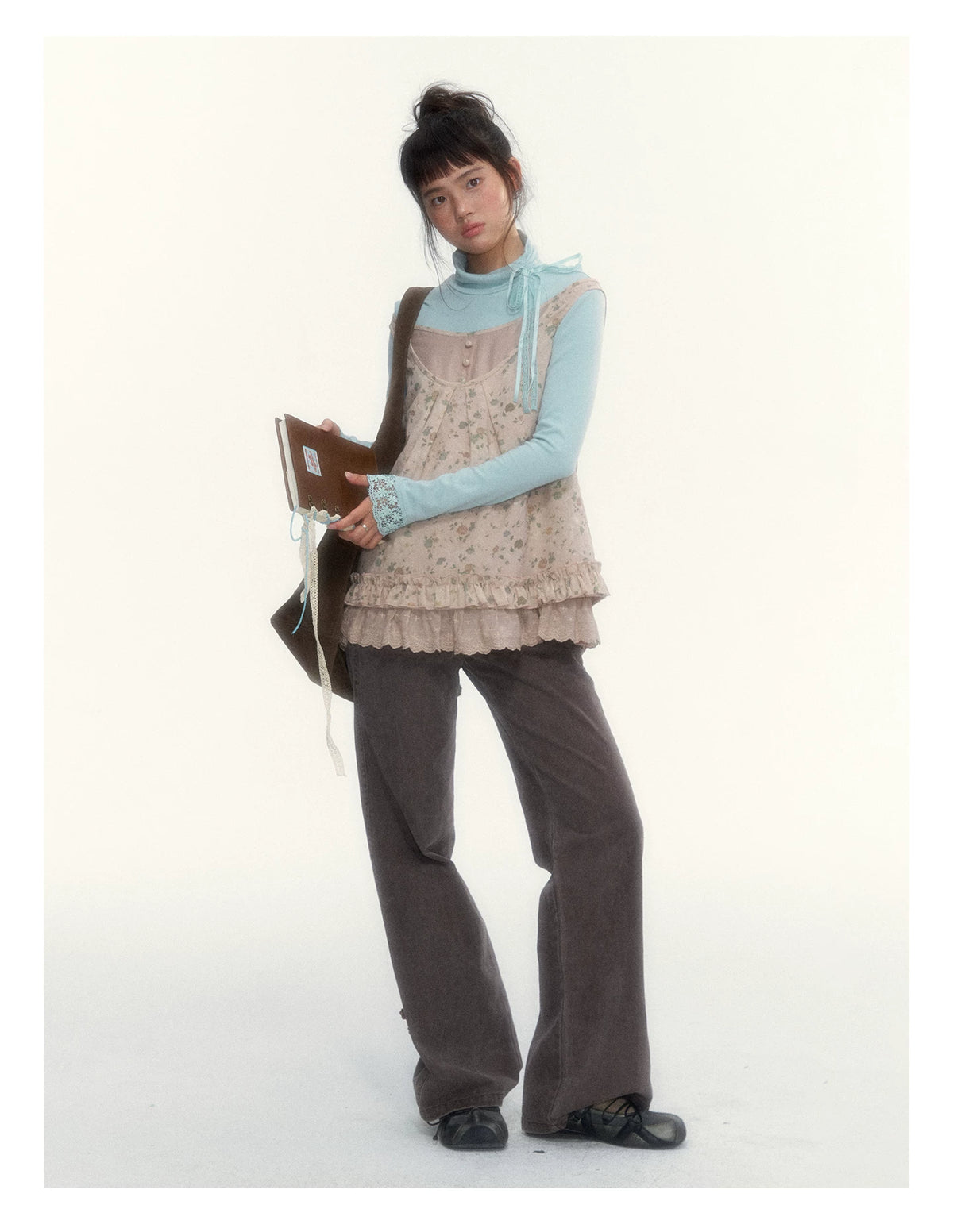 "A Season Called Autumn" Coffee Brown Vintage Washed Wide-Leg Utility Pants