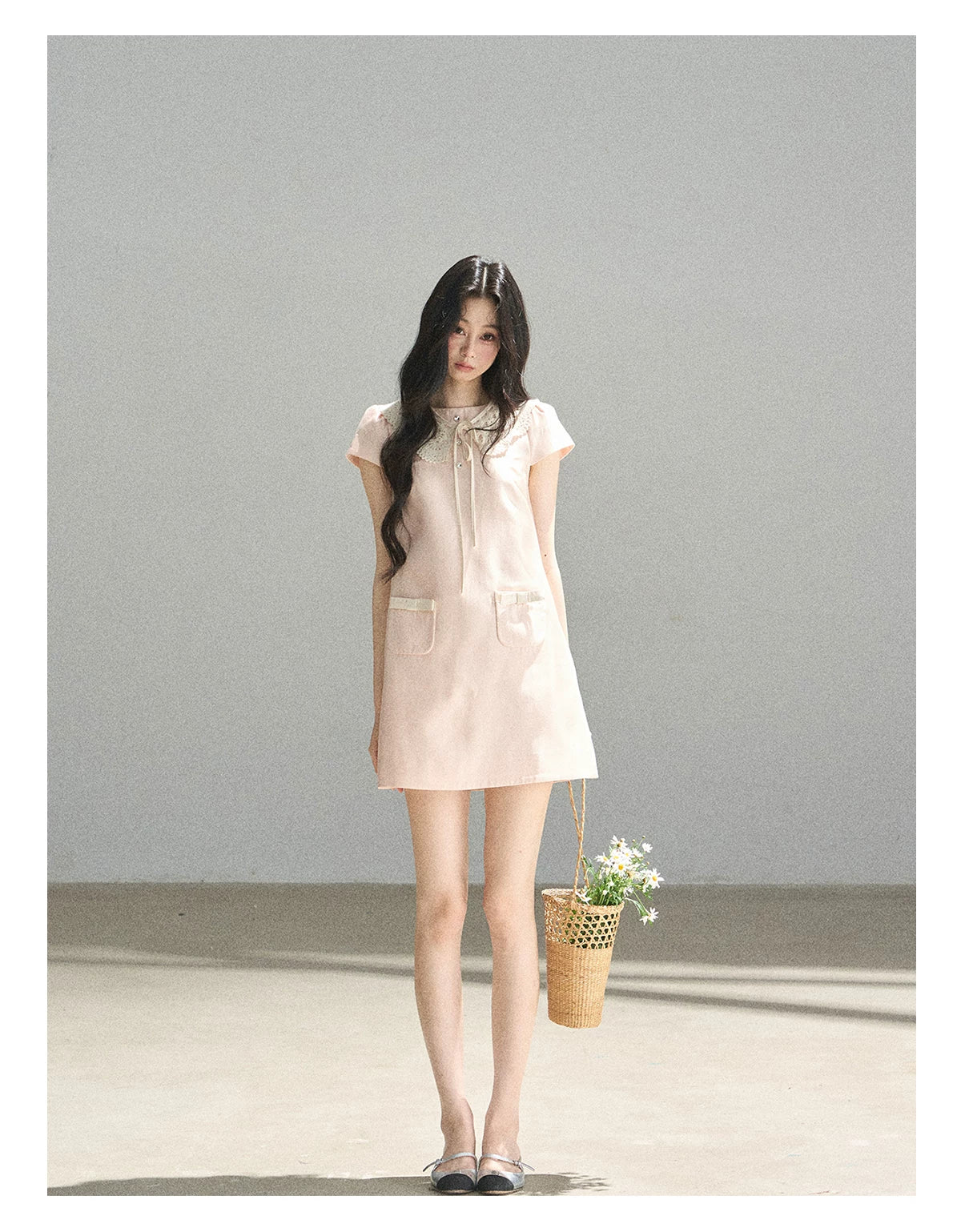 "Blush Haze" Cinnamon Pink Lace Babydoll Mini Dress