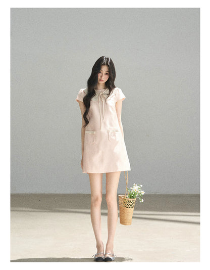 "Blush Haze" Cinnamon Pink Lace Babydoll Mini Dress