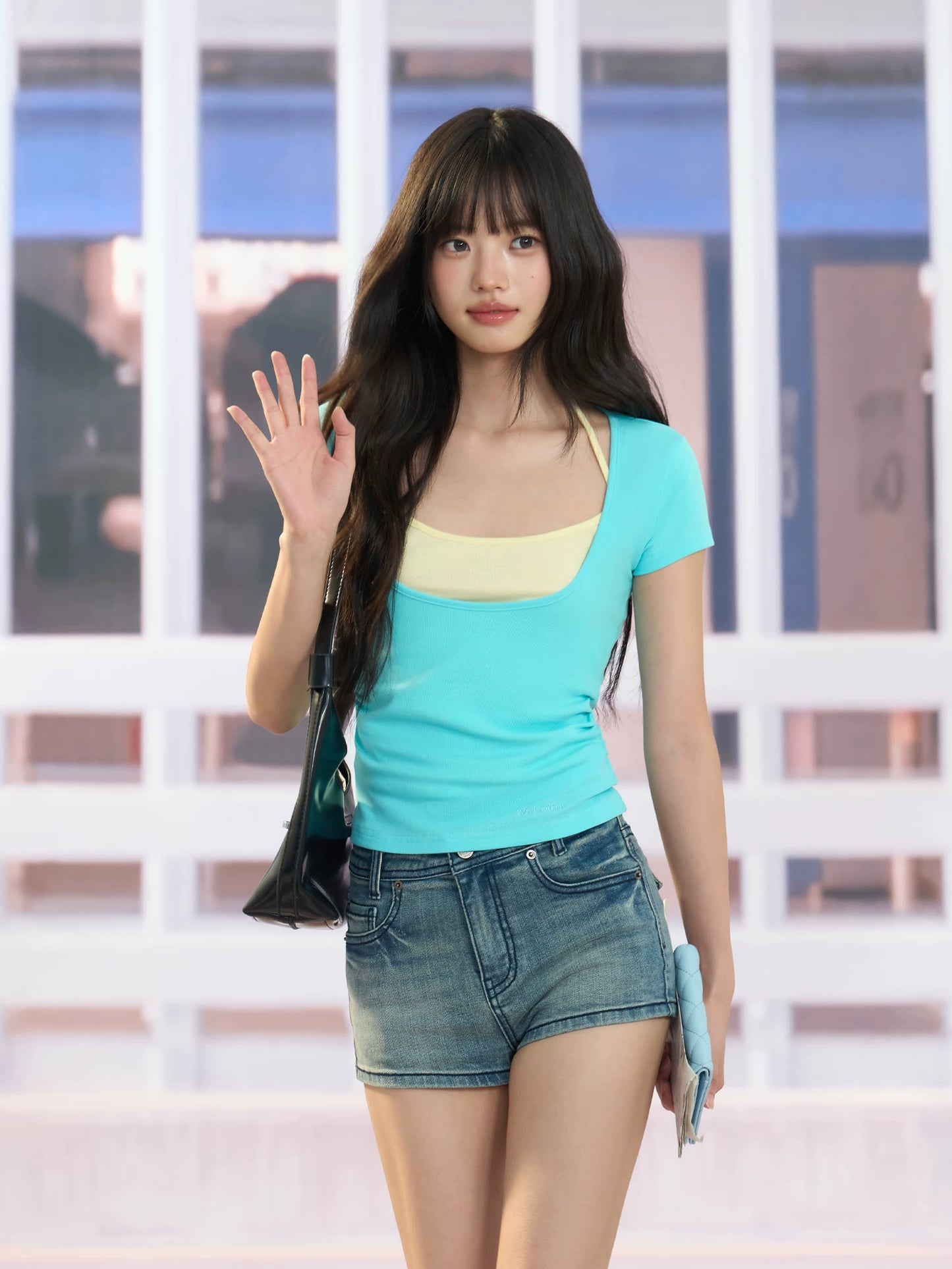 "Fresh Arrival" Green Layered Halter Two-Piece Top