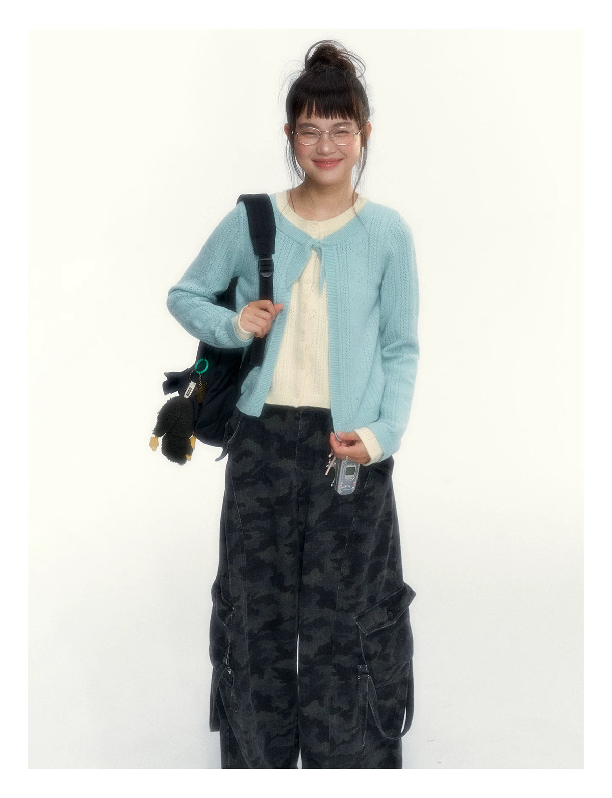 Camouflage Washed Wide-Leg Utility Pants