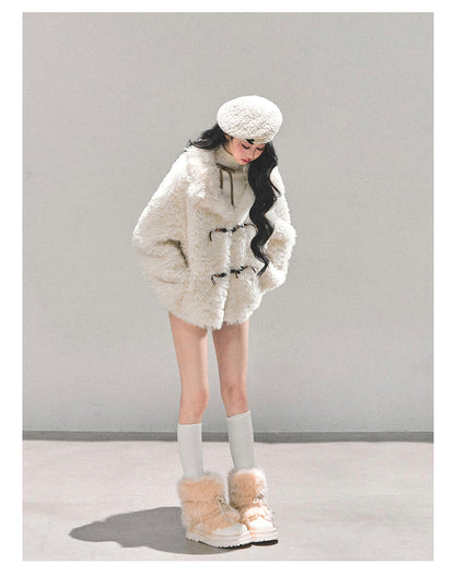 少也眼 “Soft Snow” Shearling Wool-Blend Jacket 3484356132