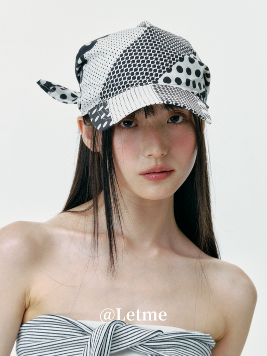 Polka Dot Color-Block Headscarf Cap – Korean Style Baseball Hat