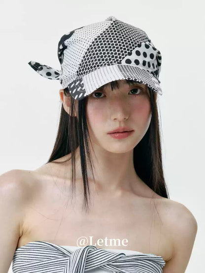 Polka Dot Color-Block Headscarf Cap – Korean Style Baseball Hat