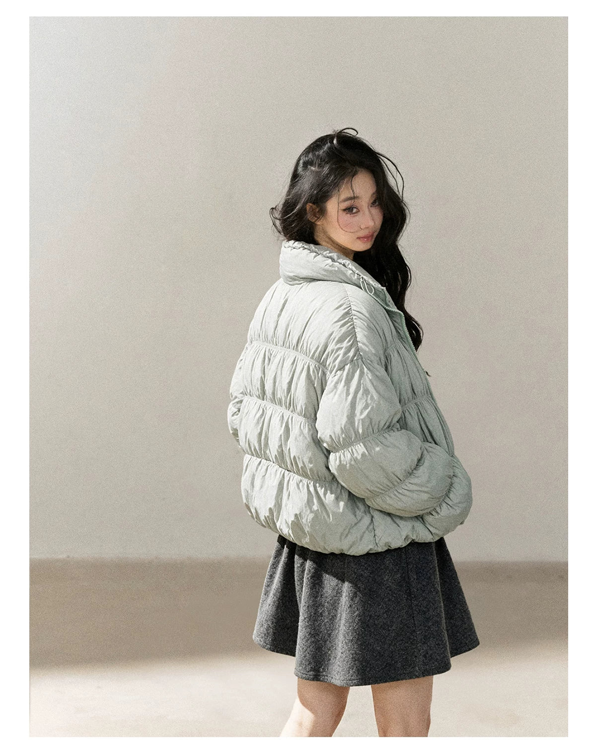 AOMALM - "Winter Traces" Dark Heather Gray Pleated A-Line Mini Skirt