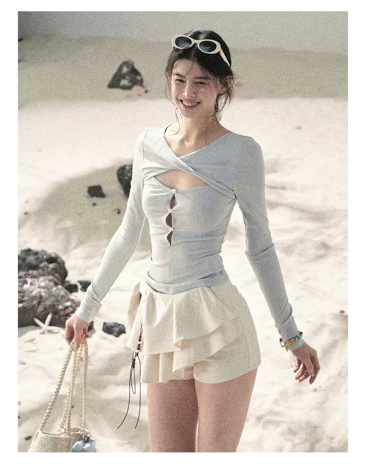 "Layered Petals in Motion" Dutch Cream Ruffle Skort 5324853