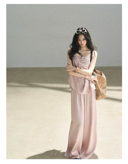 "Summer Rain at Dusk" Dusty Rose Satin Two-Piece Set