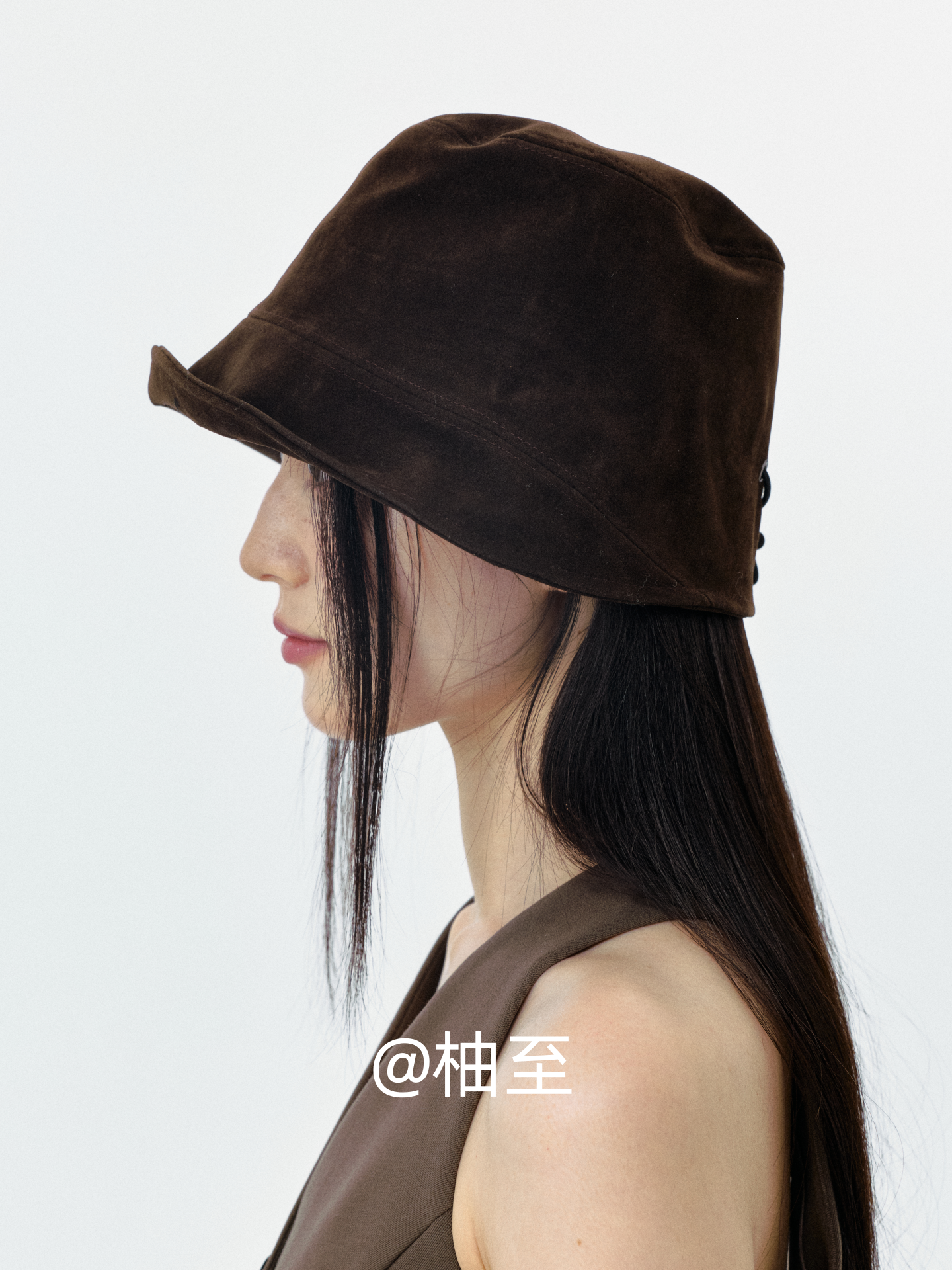 Suede Bucket Hat – Mocha Brown Wide Brim Hat