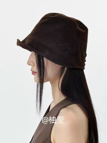 Suede Bucket Hat – Mocha Brown Wide Brim Hat