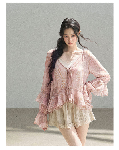 170726 "A Place Where Softness Rests" Lotus Mauve Ruffle Tie-Front Cover-Up Cardigan
