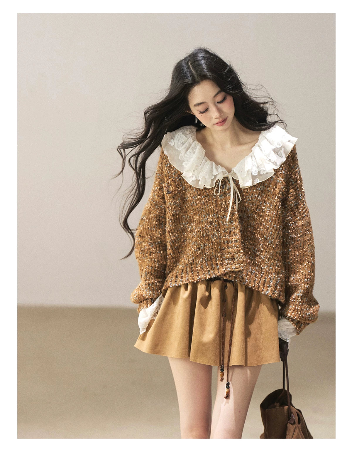 AOMALM - Toasted Pecan Marled Knit Cardigan