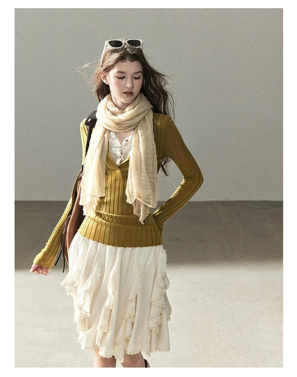 AOMALM - 100% Silk Sheer Fringe Scarf