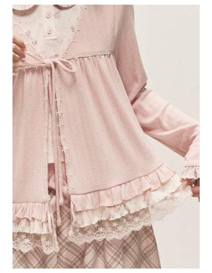 [RF] Vintage-Inspired Gingham Check Two-Piece Set with V-Neck Top and Pleated Skirt