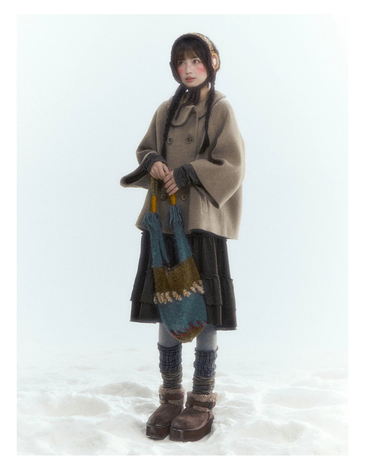 Horridale - Asymmetric Peter Pan Collar Wool-Blend Cape Coat – Oatmeal Beige