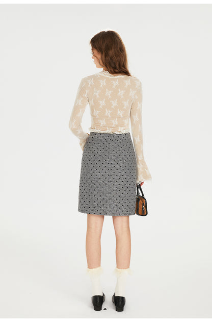 French Lace V-neck Knitted Top