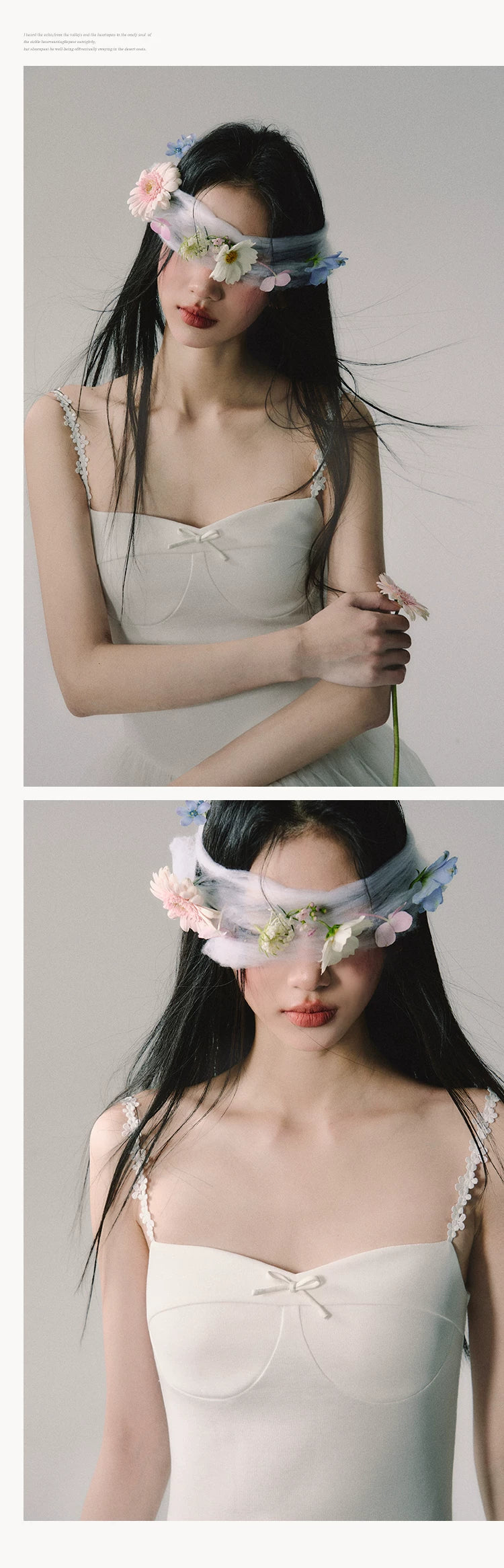 OAKMOO/ "Flowers in a Dream" Gardenia White Embroidered Mesh Maxi Dress