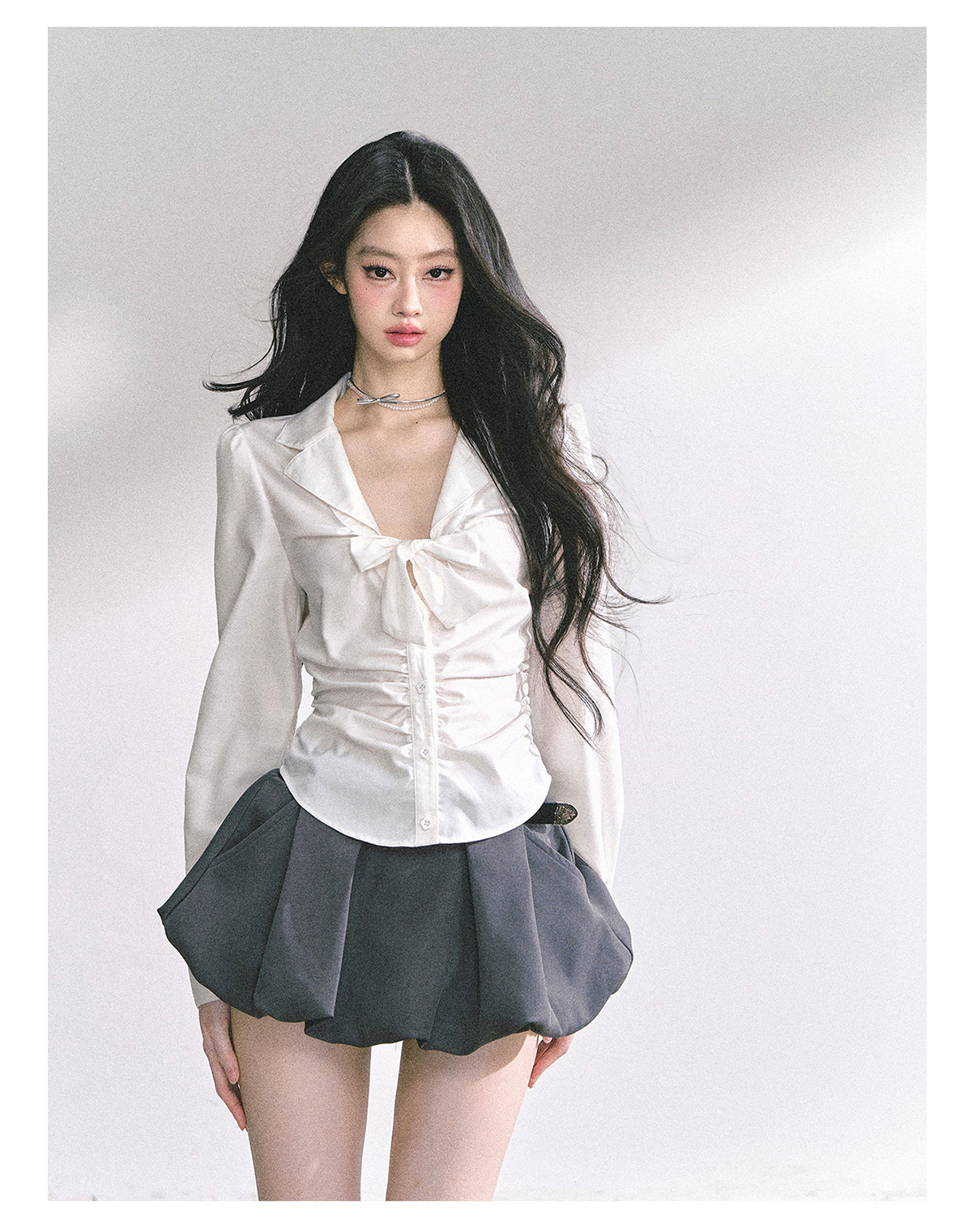 少也眼 "K-Drama White Moonlight" Soft Sophisticate Blouse - White 486864