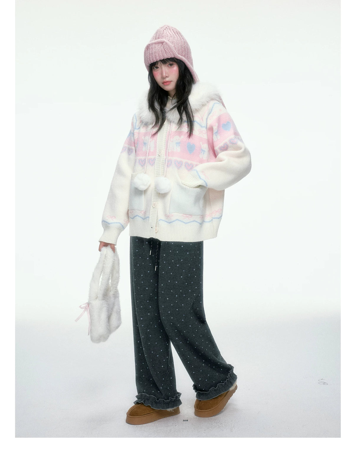 BIBIBENCY - Dark Gray Polka Dot Sweatpants