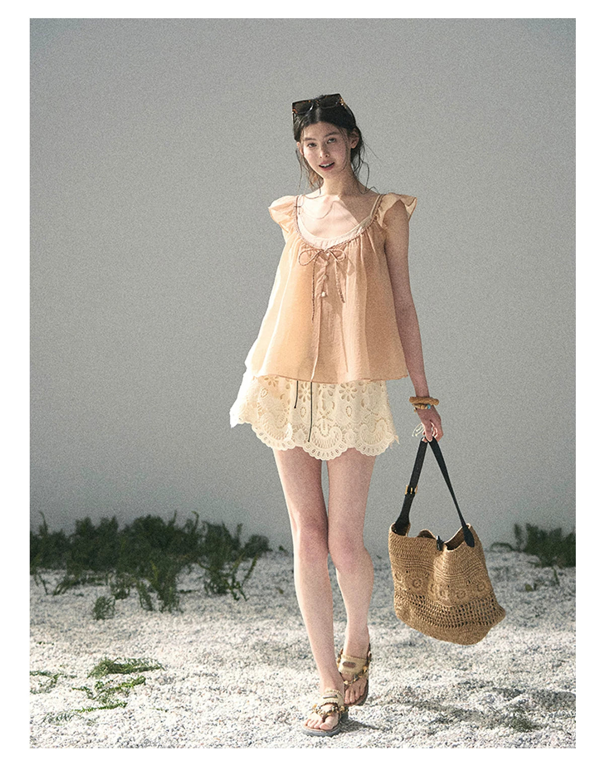 “Your Whisper” Lotus Mauve Babydoll Twinset Top