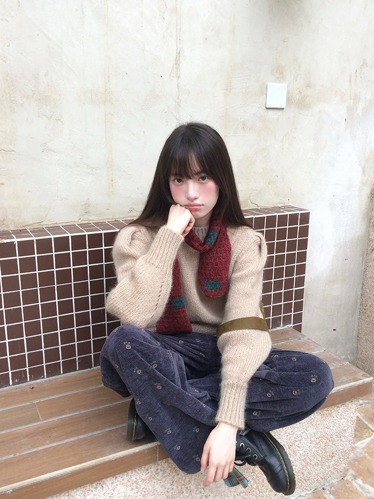 Zzouu - Embroidered Corduroy Pants