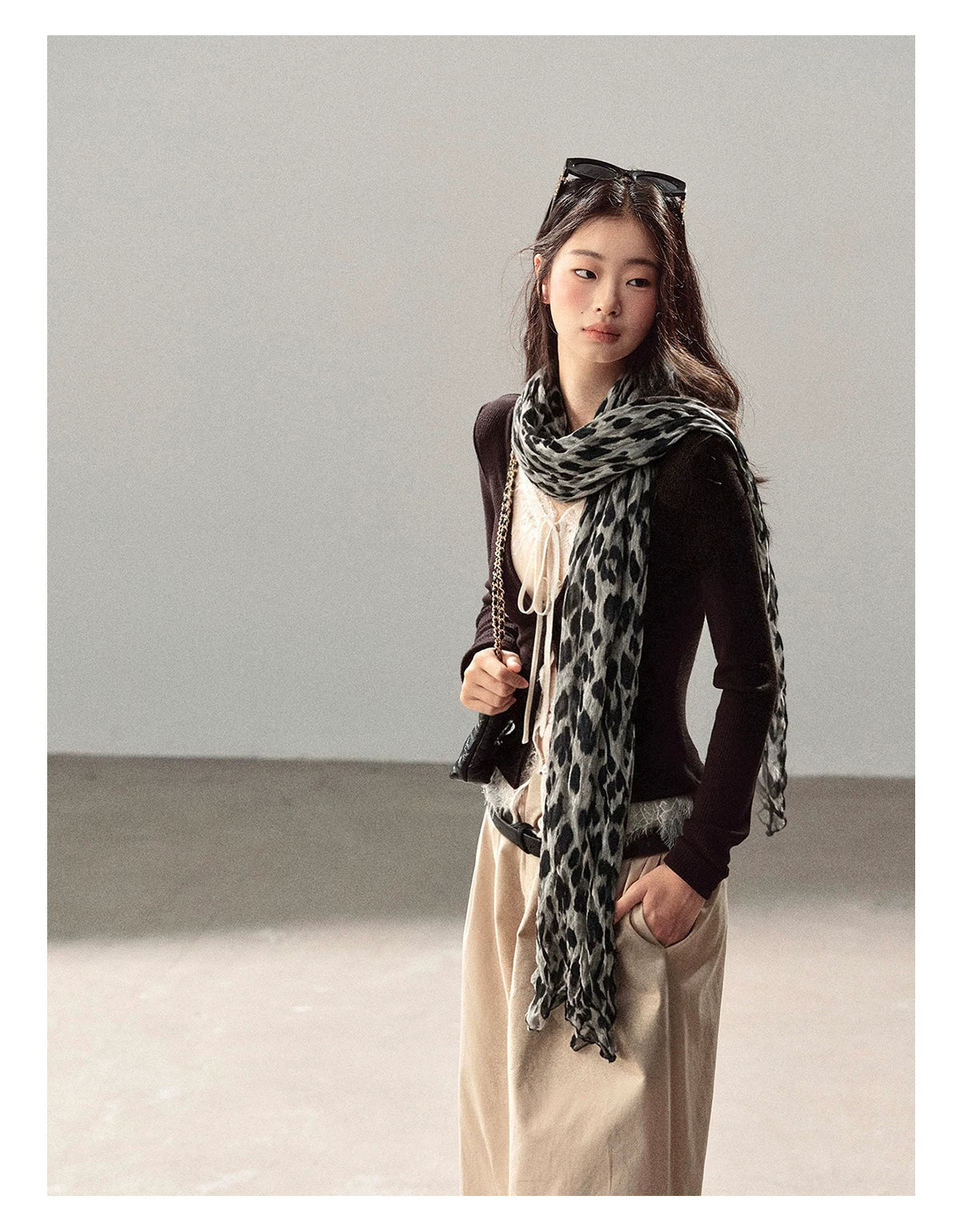 AOMALM - Korean-Style Leopard Print Shawl Scarf