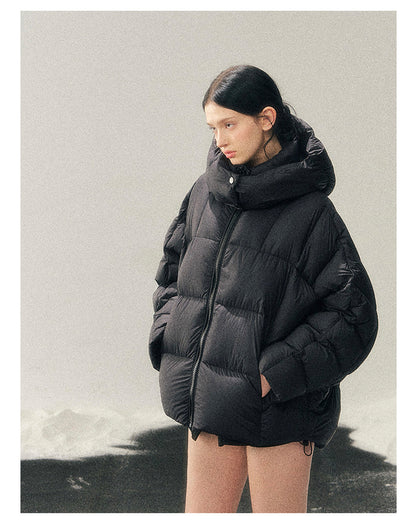 少也眼 "Thawing Snow Realm" Matte Nylon Down Puffer Jacket - Quiet Black