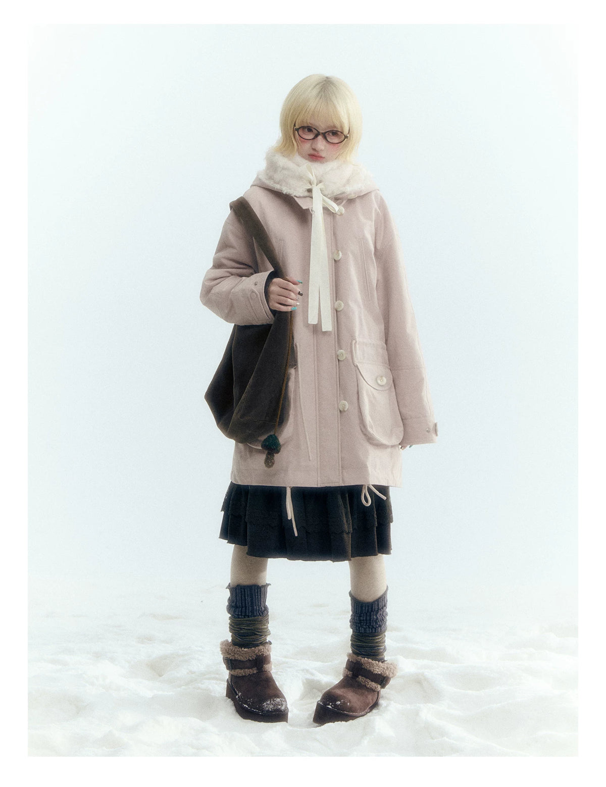 Horridale - Vintage Washed 90% White Duck Down Parka with Faux Fur Hood - Shell Pink