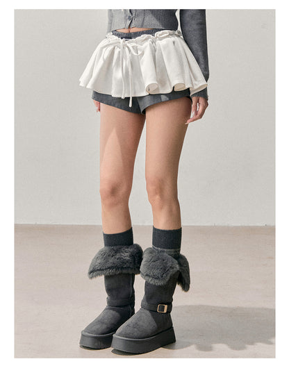 少也眼 “Annie's Waltz” Vintage Preppy A-Line Mini Skirt - White/Gray 1645635