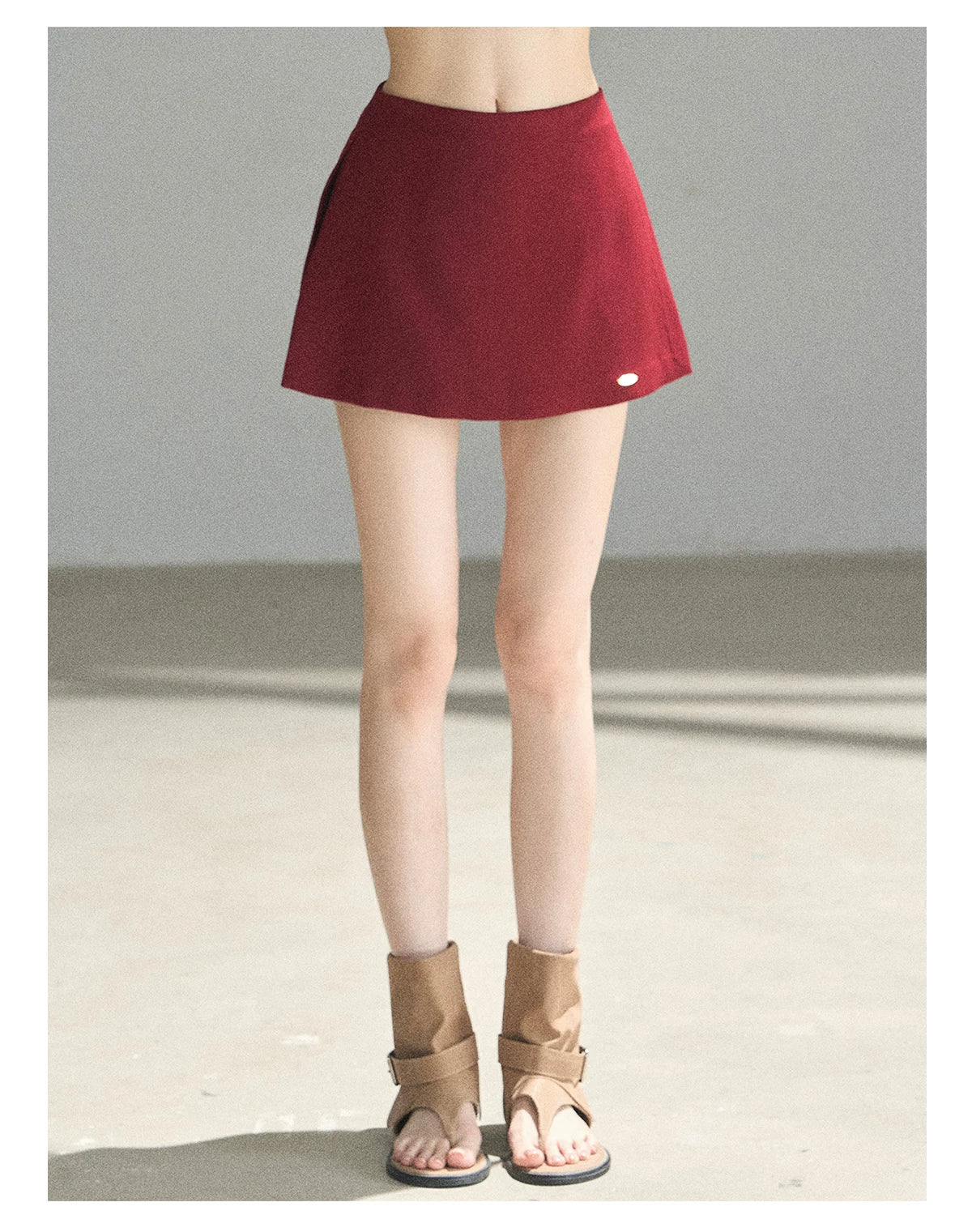 "The Unlit Spirit" High-Waisted A-Line Skort (Angora Red/ Tranquil Black)