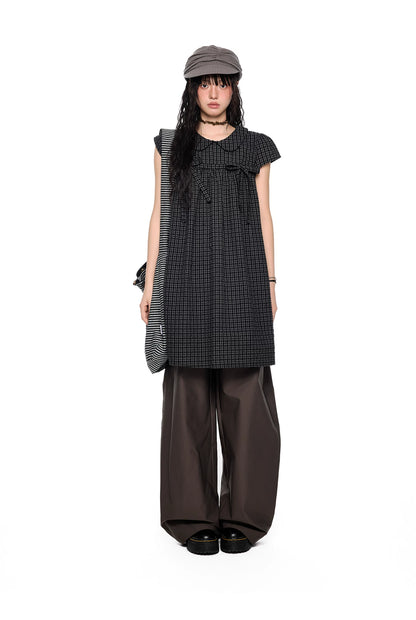 EZEK | Peter Pan Collar Gingham Shirt with Bubble Sleeves