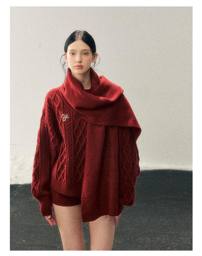 少也眼 “Zurich Student” Preppy Knit Three-Piece Sweater & Shorts Set