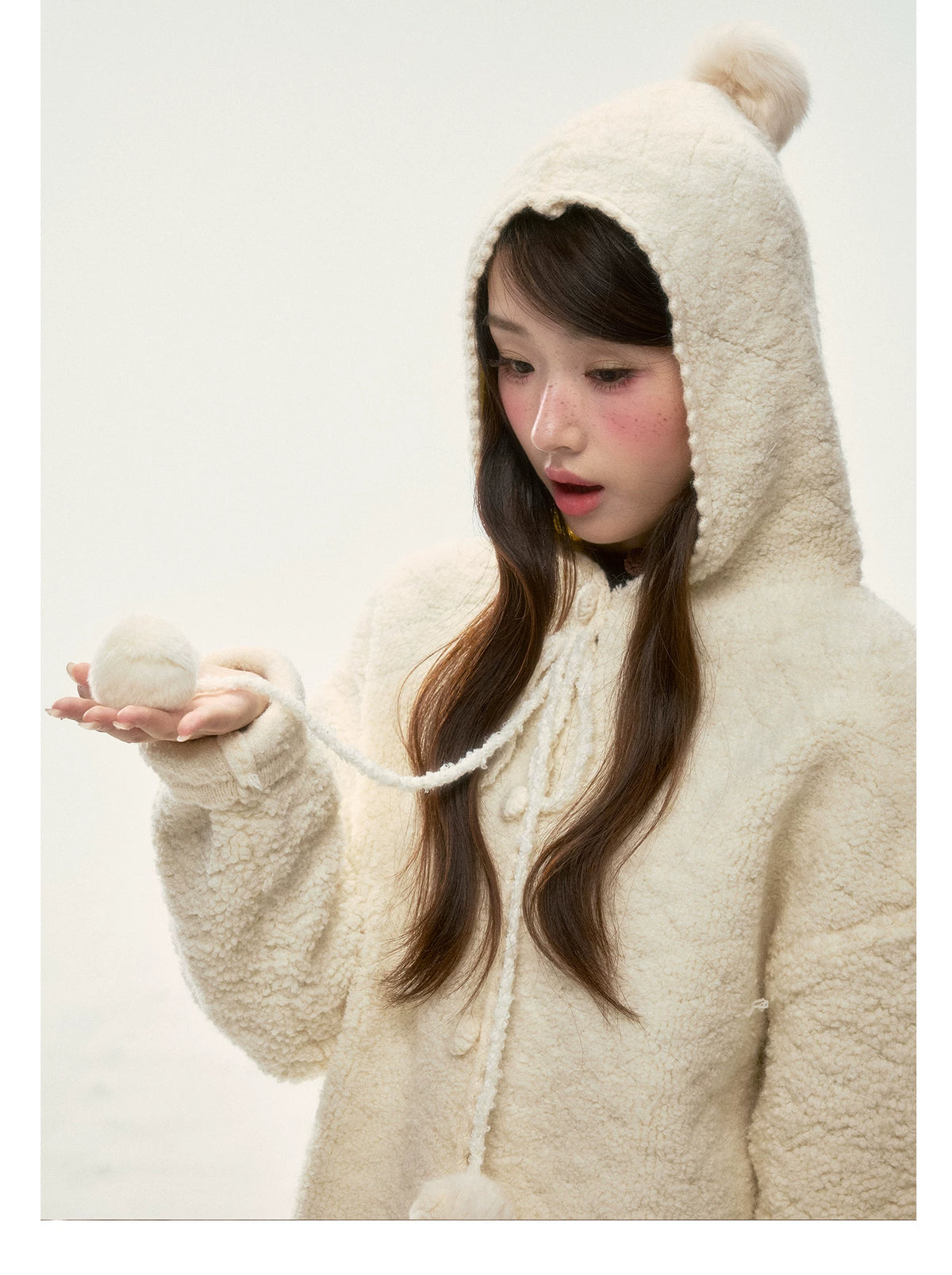 BIBIBENCY - Cream Beige Faux-Shearling Short Jacket