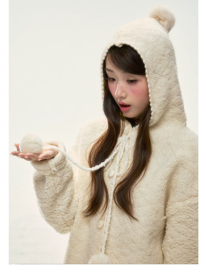 BIBIBENCY - Cream Beige Faux-Shearling Short Jacket
