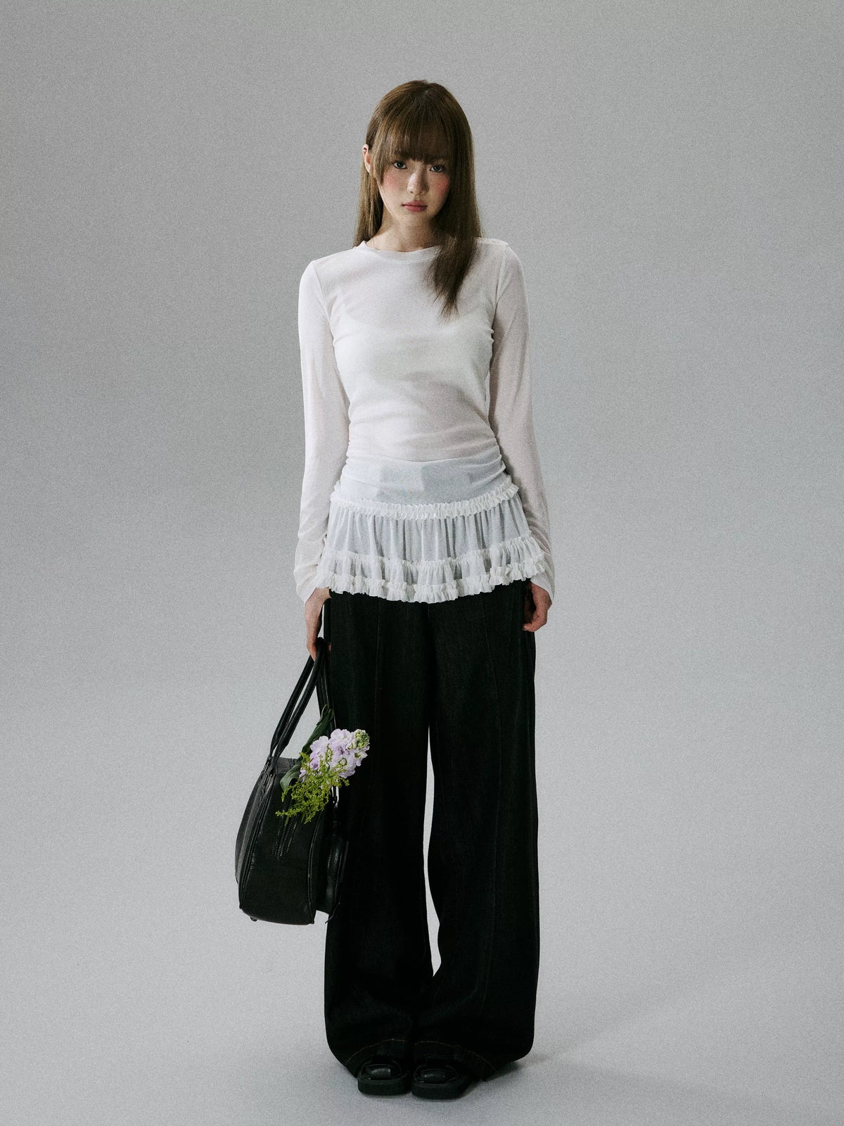 LOST FOREST - White Sheer Lyocell Layering Top