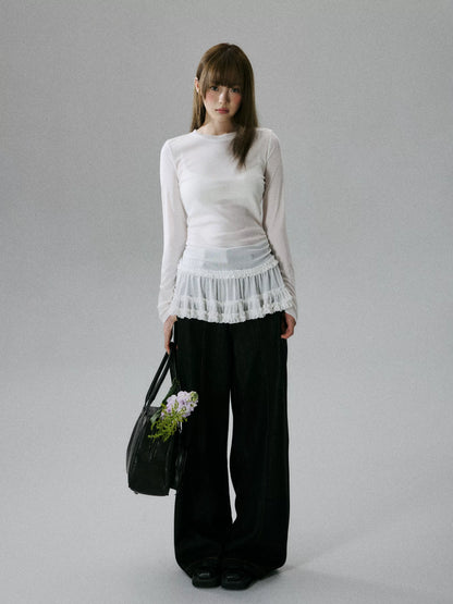 LOST FOREST - White Sheer Lyocell Layering Top
